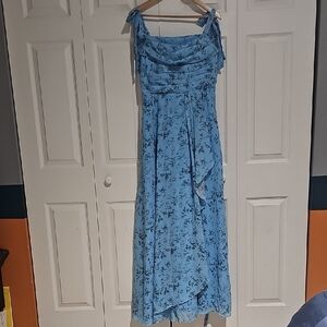 ✨ Blue Floral Corset Back Maxi Dress | Padded Bust | Bridal Shower / Garden Part